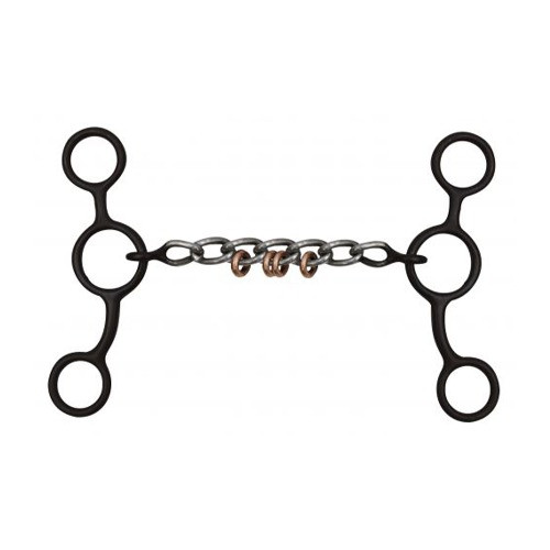 Showman Brown Steel Short Shank Dog Bone Bit w/ Copper Rings