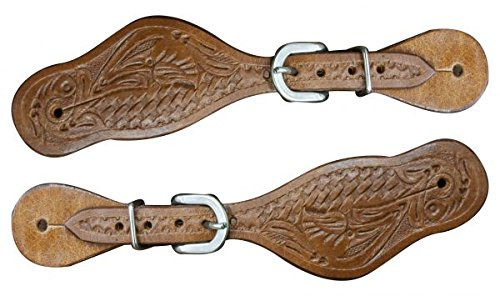 Showman Youth Size Floral Tooled Leather Spur Straps