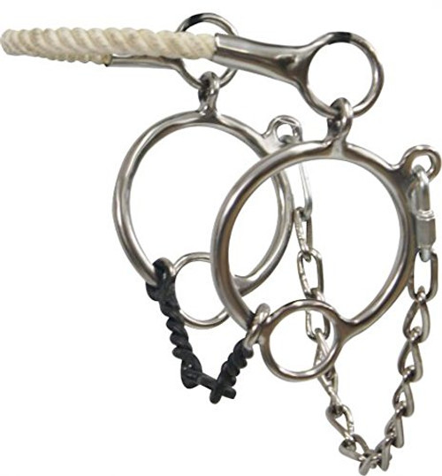 Showman Rope Nose Hackamore w/ Dogbone Snaffle Bit