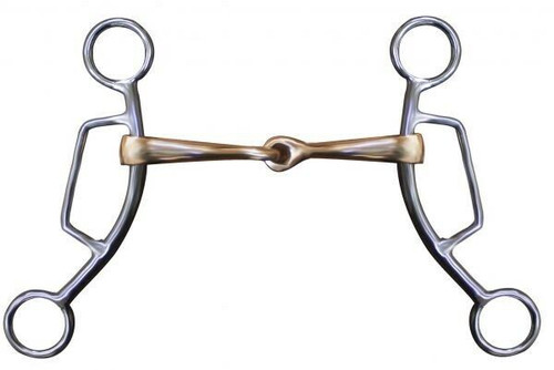 Showman Stainless Steel Sliding Gag Bit w/ 7" Cheeks & 5" Copper Mouth