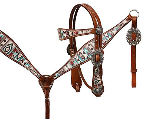 Showman Multi-Color Navajo Diamond Print Headstall & Breast Collar Set w/ Reins