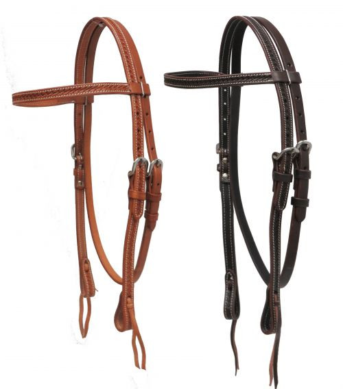 Showman ® Argentina cow leather basket weave tooled headstall. 