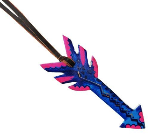 Leather Hand Painted Pink & Blue Tie-On Arrow