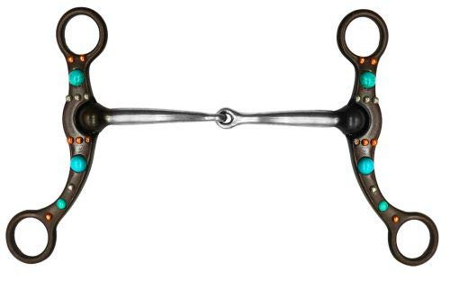 Showman 5 1/2" Brown Steel Bit w/ Copper & Turquoise Studs