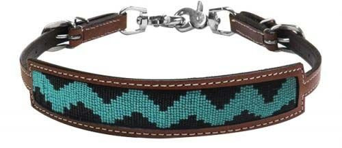 Showman Leather Wither Strap w/ Teal & Black Zig Zag Beaded Design