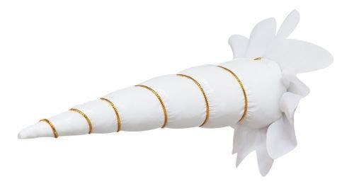 6" White Clip-On Unicorn Horn w/ Gold Lacing