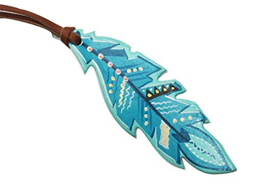 Leather Hand Painted Teal Tie-On Feather