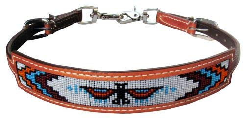 Showman Leather Wither Strap w/ Beaded Native American Thunderbird Inlay