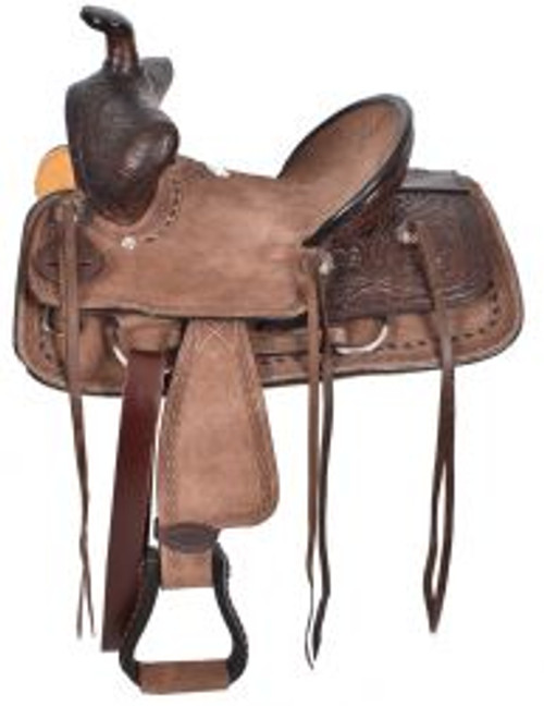 12", 13" Double T  Youth Chocolate Brown Hard Seat Bear Trap Style Saddle.