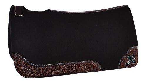 Showman 31" x 32" Black Felt Saddle Pad w/ Beaded Cross Inlay