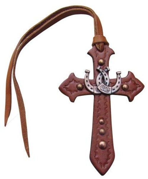 Showman Leather Tie-On Cross w/ Interlocking Horseshoe Concho