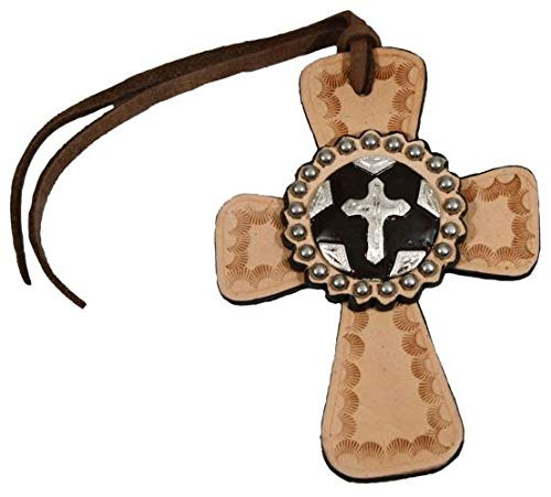 Showman Leather Tie-On Cross w/ Silver Cross Concho