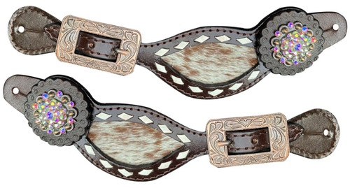 Showman Ladies Leather Spur Straps w/ Hair-On Cowhide