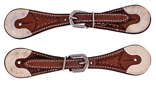 Showman Youth Argentina Cow Leather Spur Straps w/ Rawhide Overlay Ends