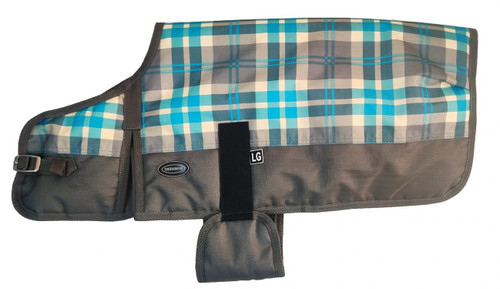 Showman Medium Teal & Gray Plaid Waterproof Dog Blanket