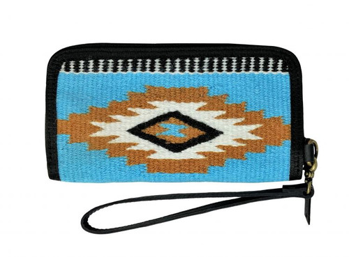 Showman Light Blue Southwest  Wool Saddle Blanket Wristlet/Wallet