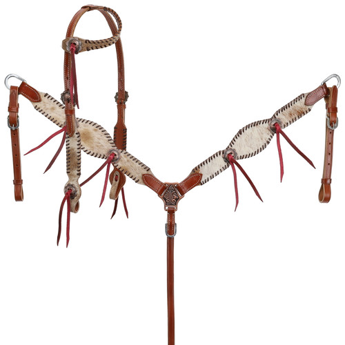 Showman Cowhide Overlay Single Ear Leather Headstall & Breast Collar Set