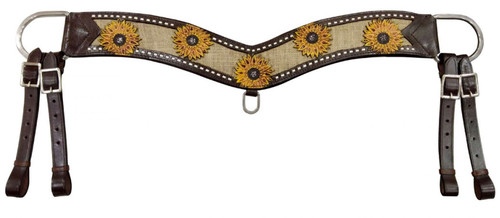 Showman Sunflower Leather Tripping Collar w/ Burlap Inlay