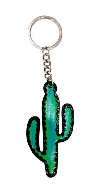 Showman Cut-Out Leather Cactus Keychain