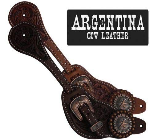 Showman Men's Size Argentina Cow Leather Star Concho Spur Straps