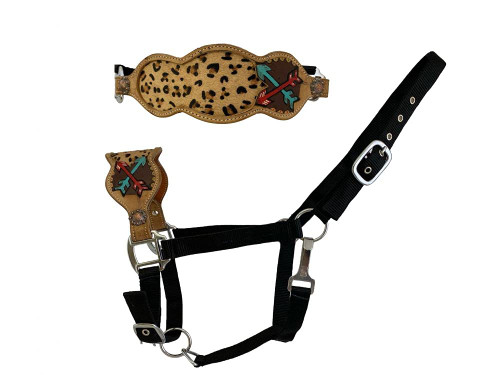 Showman Bronc Halter w/ Cheetah Inlay & Painted Arrow Design