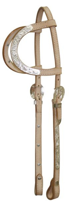 Showman Leather Double Ear Headstall w/ Engraved Silver