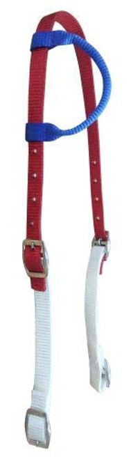 Showman Red, White & Blue Nylon Single Ear Headstall