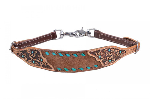 Showman Rough-Out Leather Wither Strap w/ Teal Buckstitch Trim