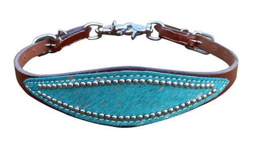 Showman Leather Wither Strap w/ Teal Acid Wash Cowhide Inlay