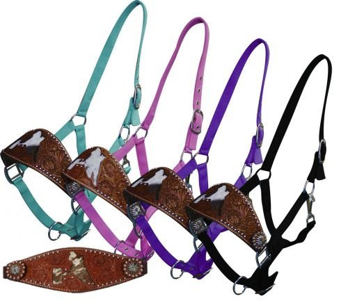 Showman Bronc Halter w/ Floral Tooling & Cowhide Cut Out Barrel Racer