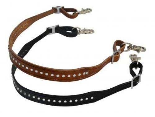 Showman 1 1/4" Wide Leather Wither Strap w/ Crystal Studs