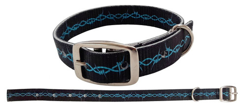 Showman Couture Black Barbwire Design Nylon Dog Collar