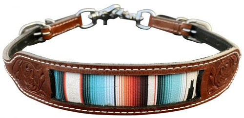 Showman Serape Southwest Print Tooled Leather Wither Strap