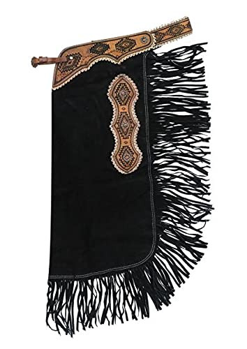 Showman Black Suede Leather Chinks w/ Navajo Tooling