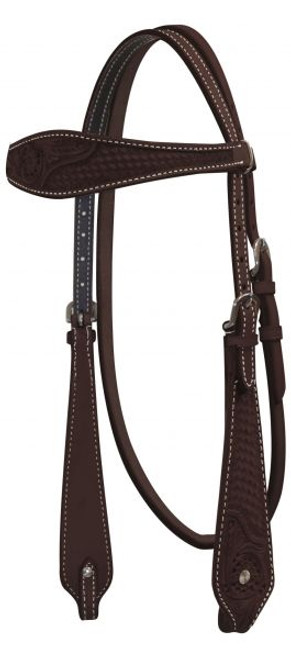 Showman Argentina Cow Leather Headstall w/ Basket Weave and Floral Tooling