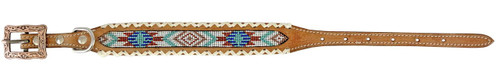 Showman Couture Leather Dog Collar w/ Beaded Inlay