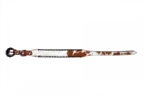 Showman Couture Hair-On Cowhide Leather Dog Collar w/ Rawhide Lacing