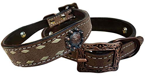 Showman Couture Roughout Leather Dog Collar w/ Buckstitch Trim