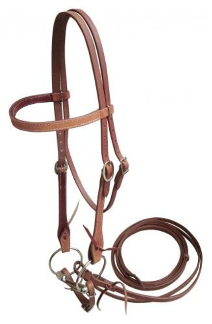 Showman Harness Leather Browband Headstall w/ Snaffle Bit