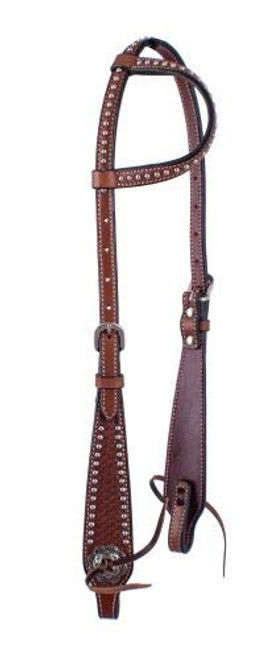 Showman Basketweave Tooled Argentina Cow Leather Single Ear Headstall