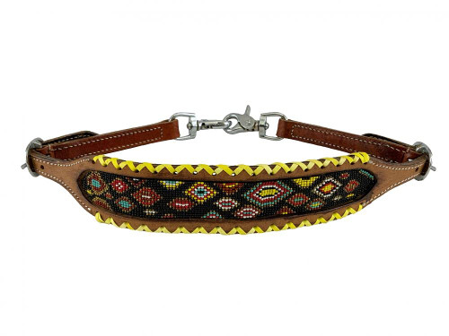 Showman Multicolor Beaded Leather Wither Strap w/ Yellow Braiding