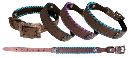 Showman Rough-out Leather Dog Collar w/ Rawhide Lacing