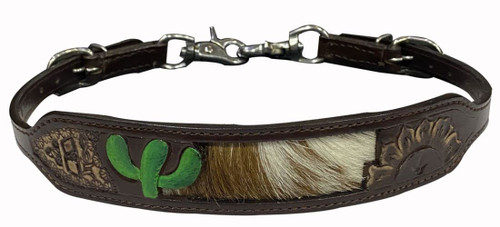 Showman Leather Wither Strap w/ Hair-On Cowhide & Cactus