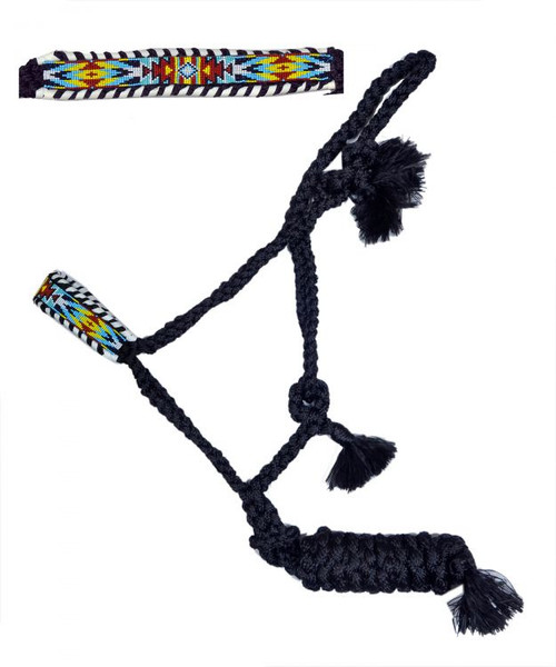 Showman Navy Nylon Mule Tape Halter w/ Multicolor Southwest Beaded Design