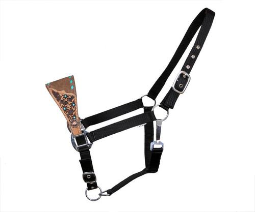 Showman Nylon Bronc Halter w/ Floral Tooled Noseband