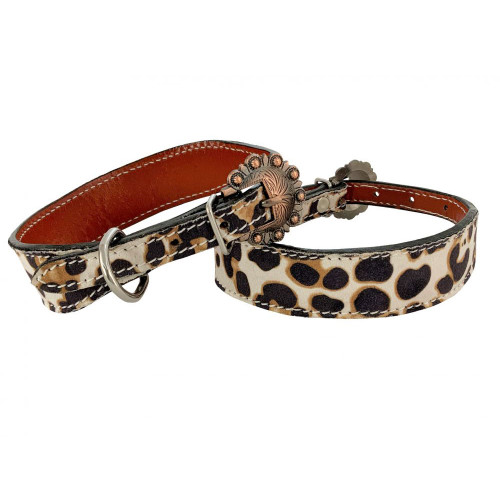 Showman Couture  Leather Dog Collar w/ Leopard Print