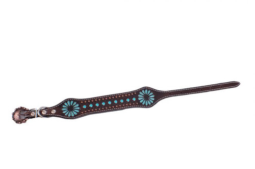 Showman Couture Genuine Leather Dog Collar w/ Turquoise Stones