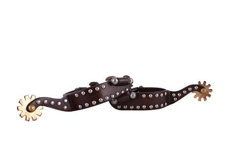 Showman Youth Antique Brown Steel Spurs w/ Silver Studs
