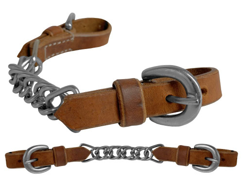 Showman Argentina Cow Leather Flat Link Curb Chain