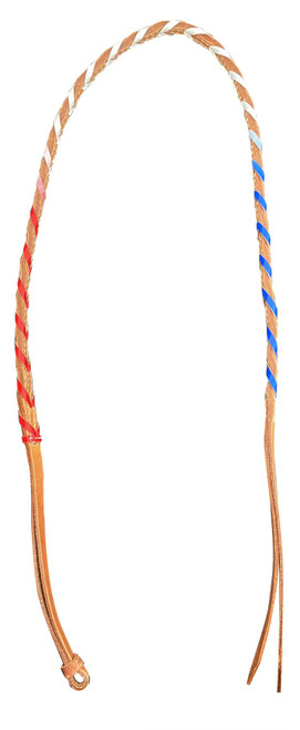 Showman Argentina Cow Leather Over & Under Whip w/ Red, White & Blue Lacing
